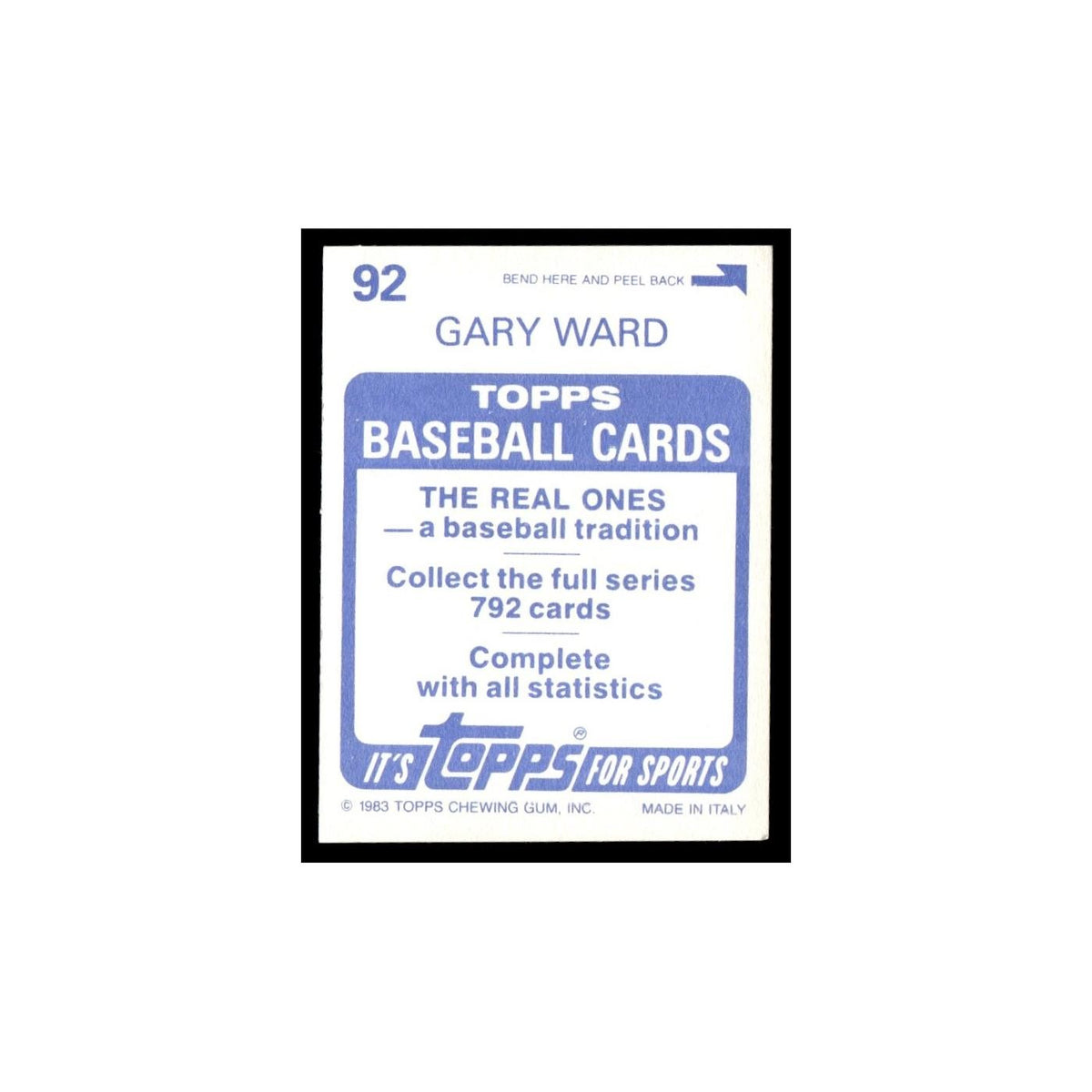 Gary Ward 1983 Topps Stickers #92 Minnesota Twins Baseball Card NM