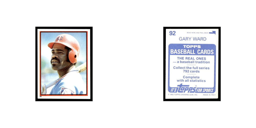 Gary Ward 1983 Topps Stickers #92 Minnesota Twins Baseball Card NM