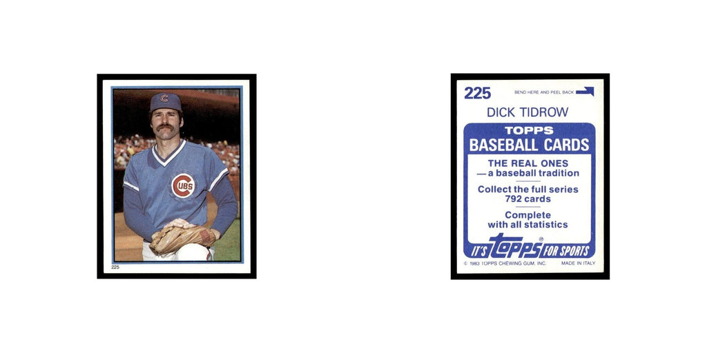 Dick Tidrow 1983 Topps Stickers #225 Chicago Cubs Baseball Card NM