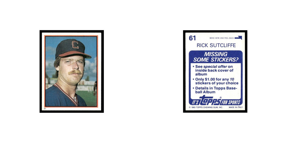Rick Sutcliffe 1983 Topps Stickers #61 Cleveland Indians Baseball Card NM