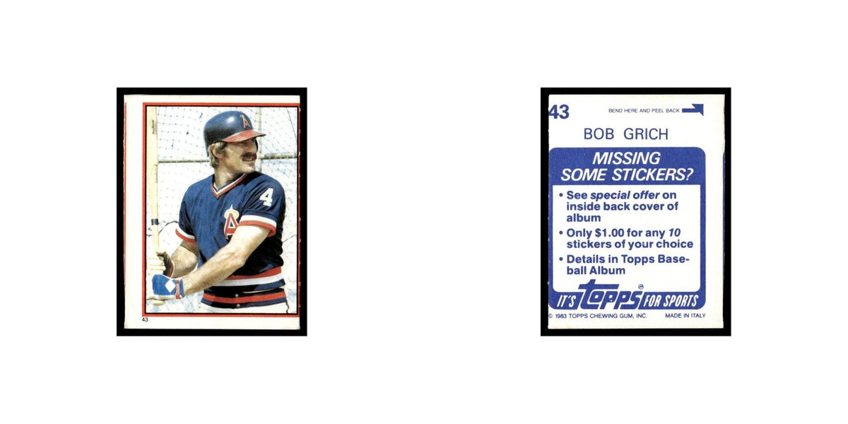 Bob Grich 1983 Topps Stickers #43 California Angels Baseball Card NM