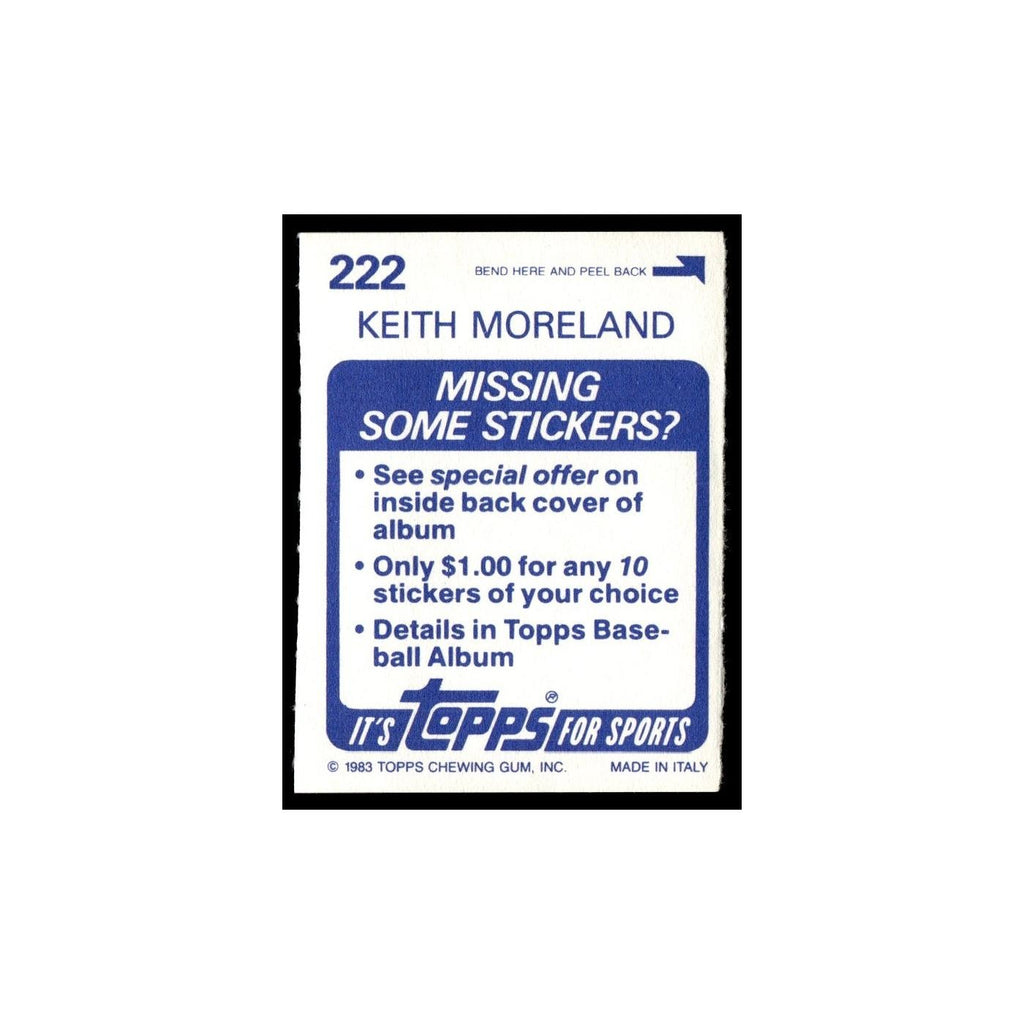 Keith Moreland 1983 Topps Stickers #222 Chicago Cubs Baseball Card NM