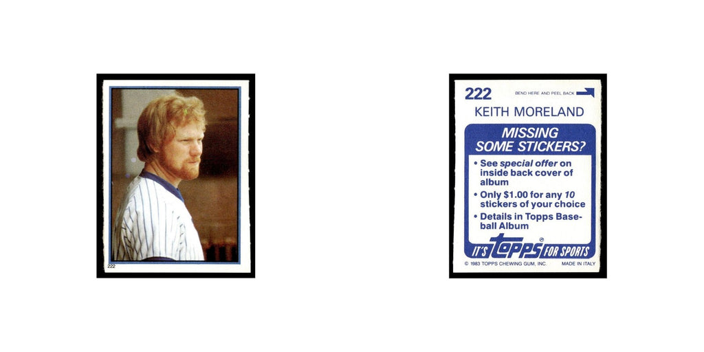 Keith Moreland 1983 Topps Stickers #222 Chicago Cubs Baseball Card NM
