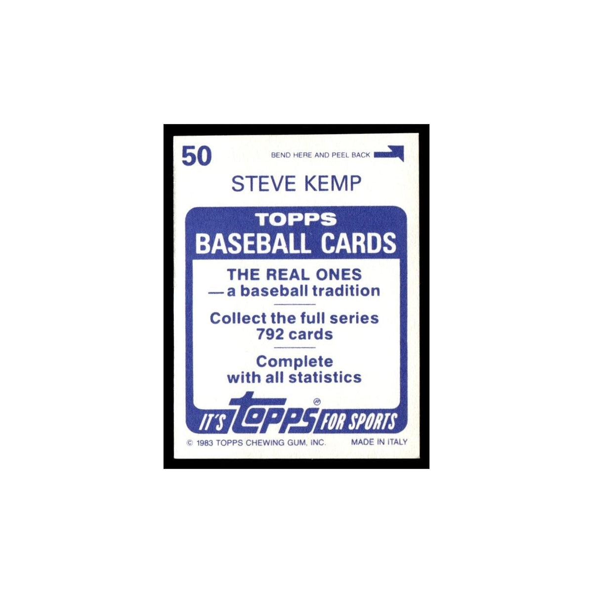 Steve Kemp 1983 Topps Stickers #50 Chicago White Sox Baseball Card NM