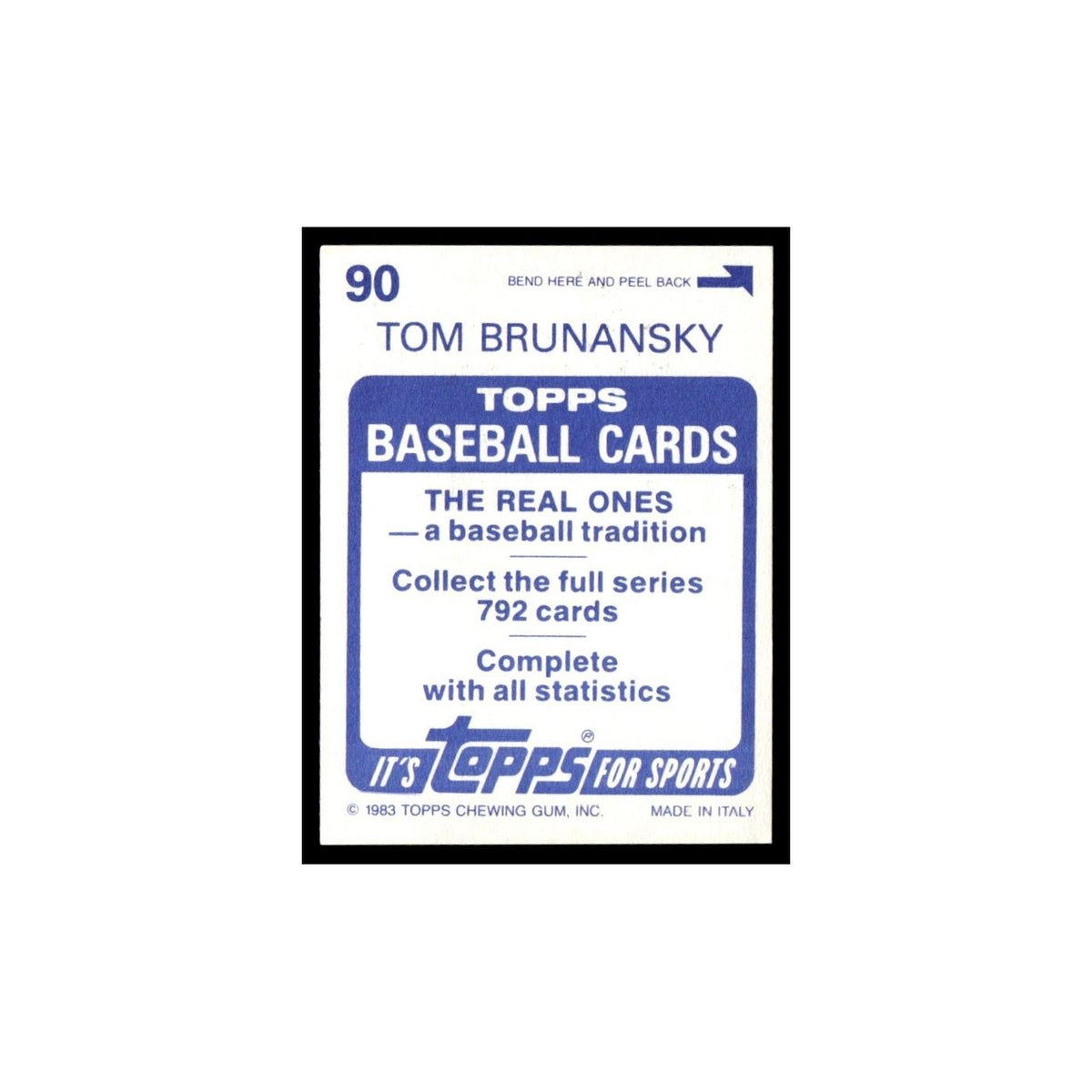 Tom Brunansky 1983 Topps Stickers #90 Minnesota Twins Baseball Card NM