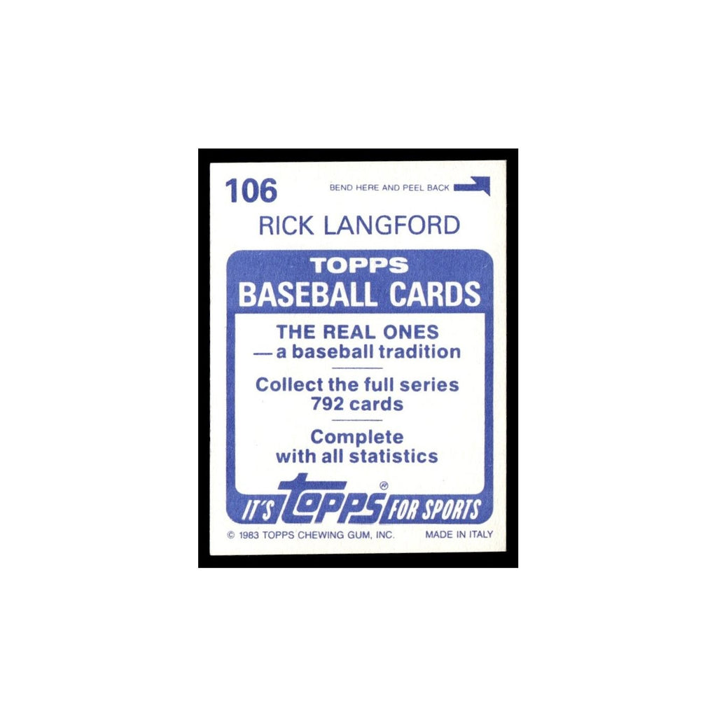 Rick Langford 1983 Topps Stickers #106 Oakland Athletics Baseball Card NM
