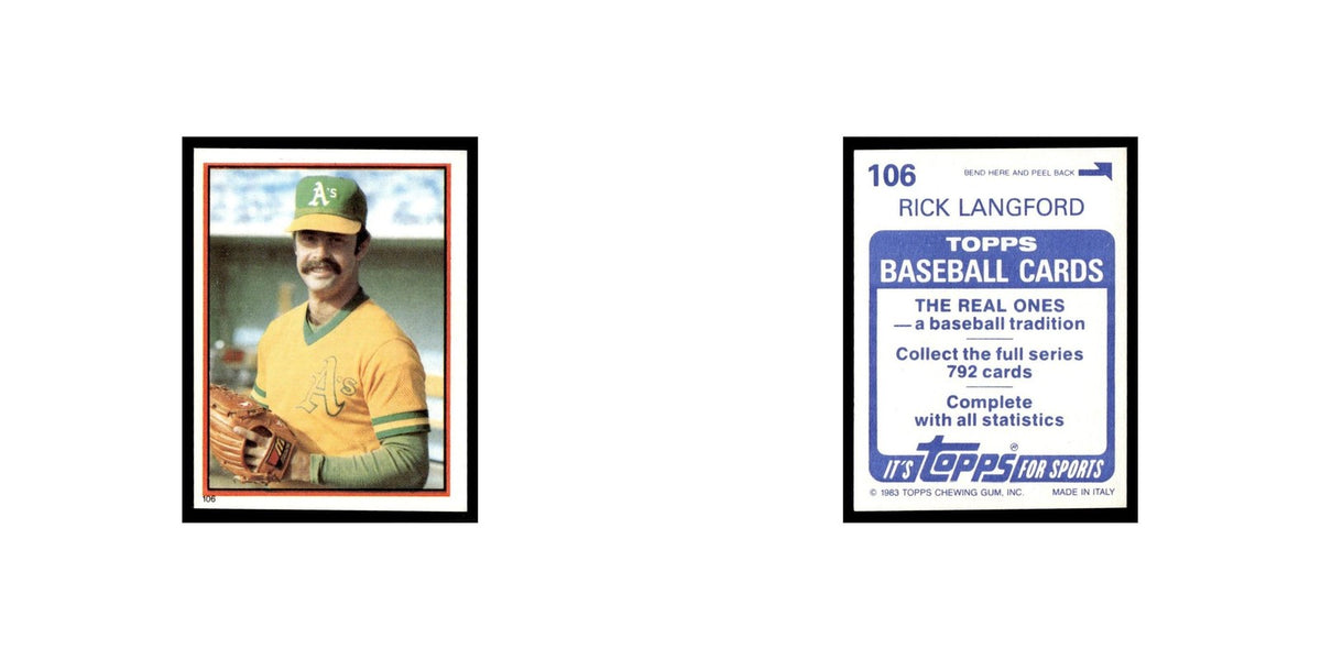 Rick Langford 1983 Topps Stickers #106 Oakland Athletics Baseball Card NM