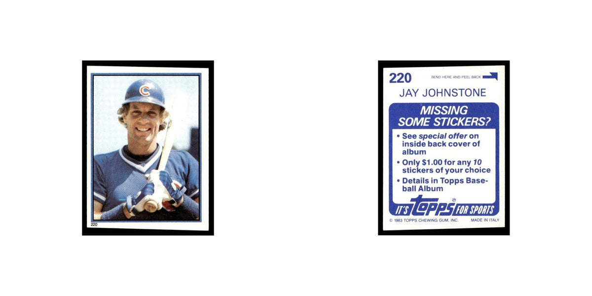 Jay Johnstone 1983 Topps Stickers #220 Chicago Cubs Baseball Card NM