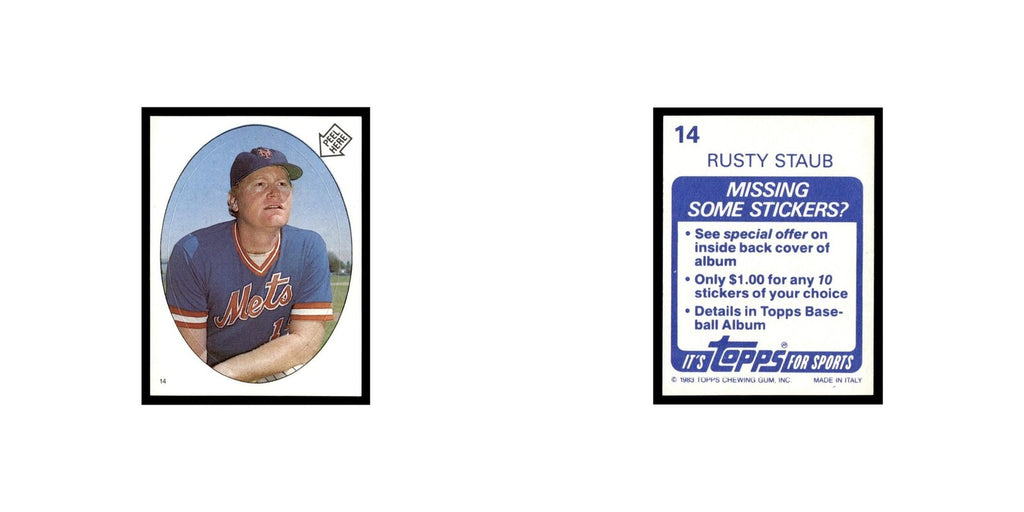 Rusty Staub 1983 Topps Stickers #14 New York Mets Baseball Card NM