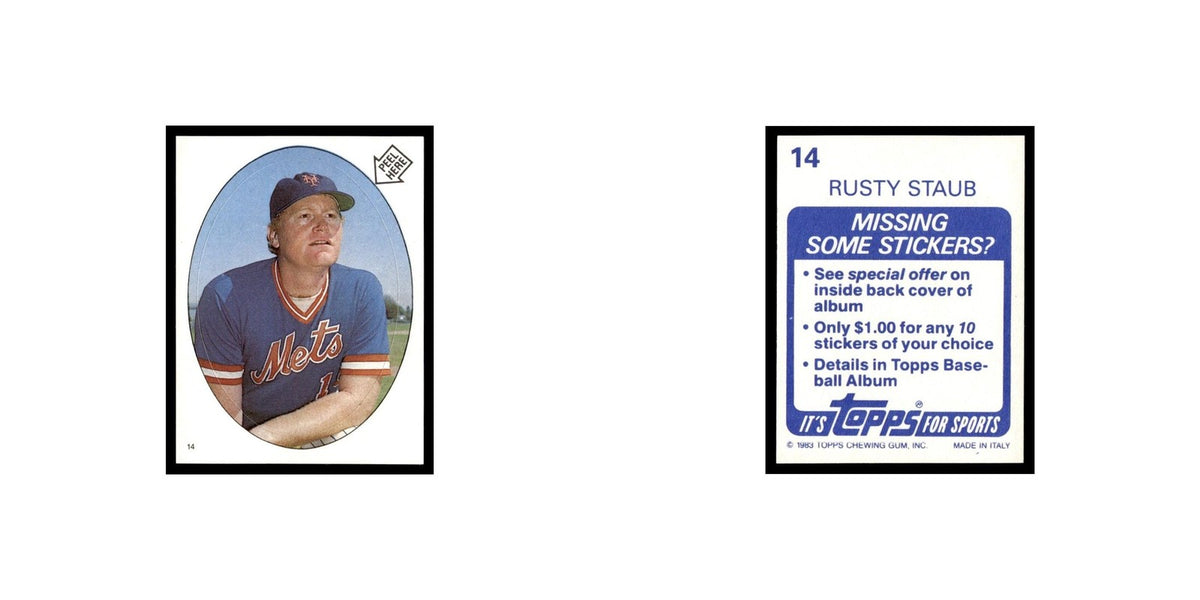 Rusty Staub 1983 Topps Stickers #14 New York Mets Baseball Card NM
