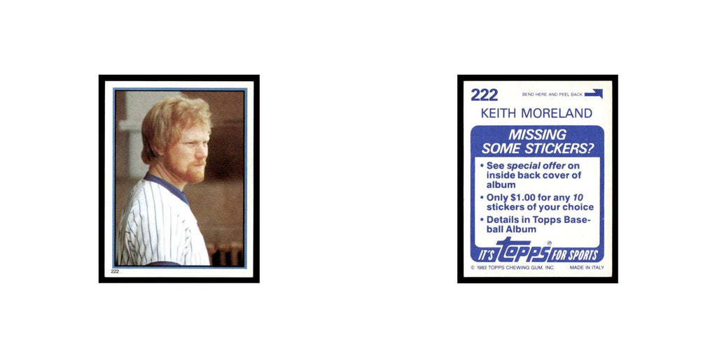 Keith Moreland 1983 Topps Stickers #222 Chicago Cubs Baseball Card NM