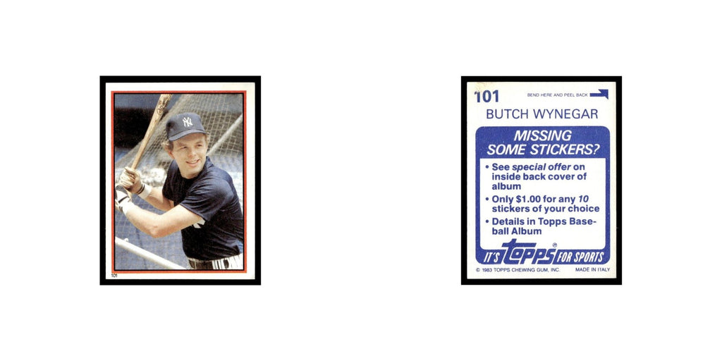 Butch Wynegar 1983 Topps Stickers #101 New York Yankees Baseball Card NM