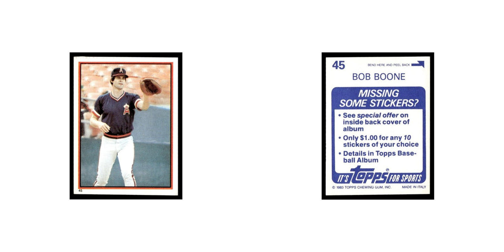 Bob Boone 1983 Topps Stickers #45 California Angels Baseball Card NM
