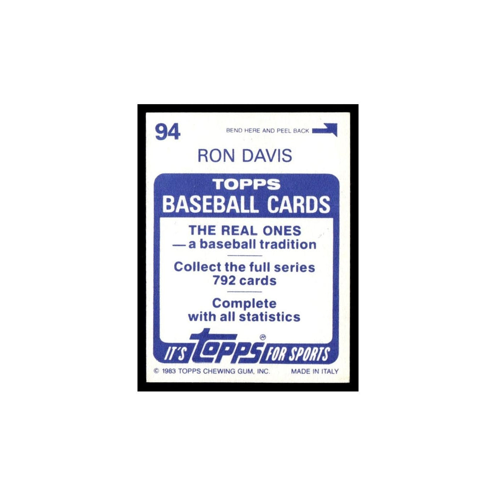 Ron Davis 1983 Topps Stickers #94 Minnesota Twins Baseball Card NM