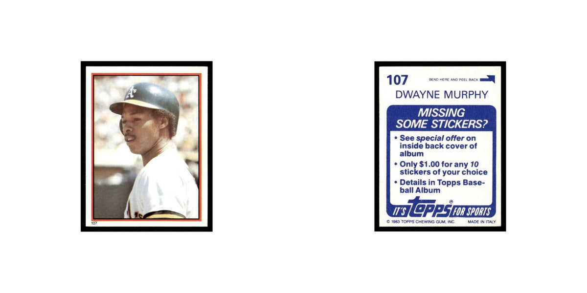Dwayne Murphy 1983 Topps Stickers #107 Oakland Athletics Baseball Card NM
