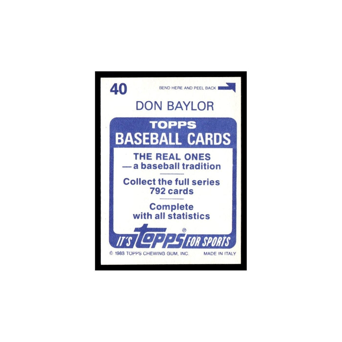 Don Baylor 1983 Topps Stickers #40 California Angels Baseball Card NM