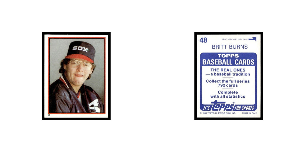 Britt Burns 1983 Topps Stickers #48 Chicago White Sox Baseball Card NM