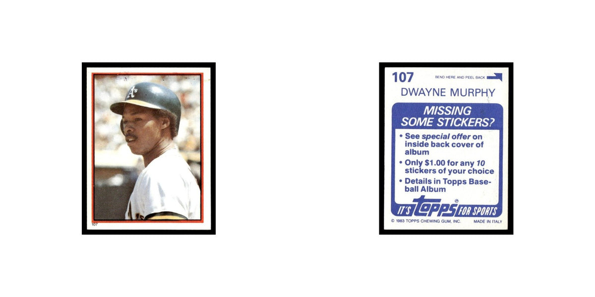Dwayne Murphy 1983 Topps Stickers #107 Oakland Athletics Baseball Card NM