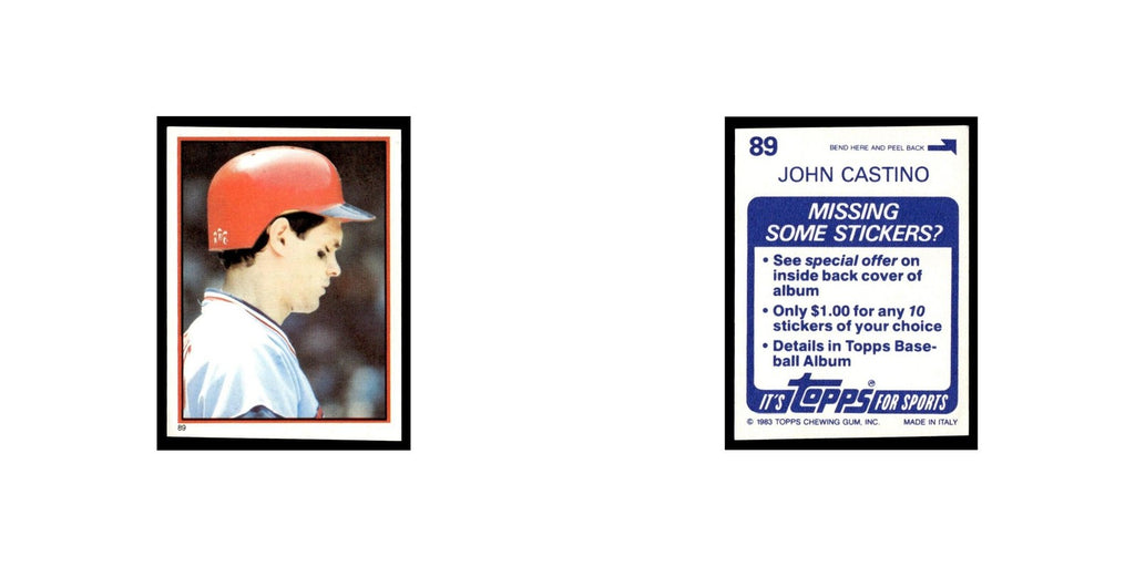 John Castino 1983 Topps Stickers #89 Minnesota Twins Baseball Card NM