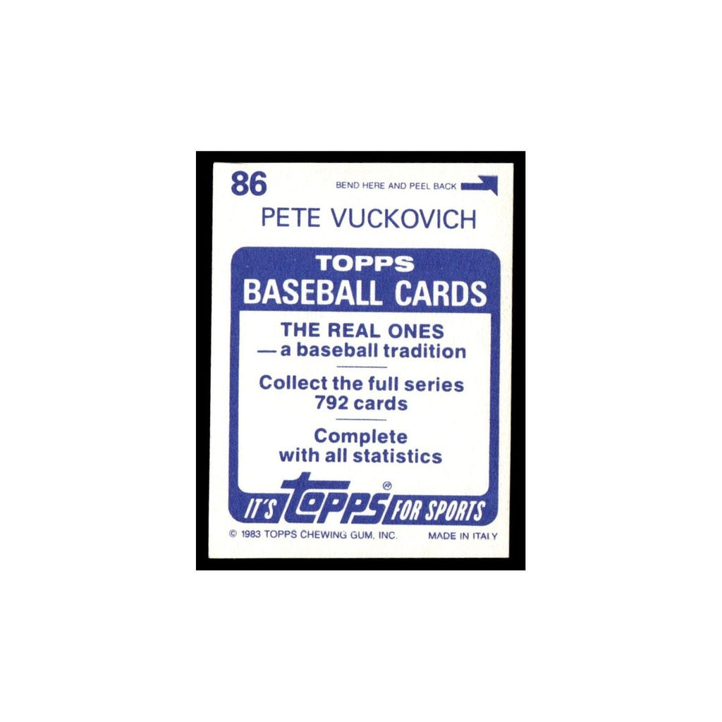 Pete Vuckovich 1983 Topps Stickers #86 Milwaukee Brewers Baseball Card NM