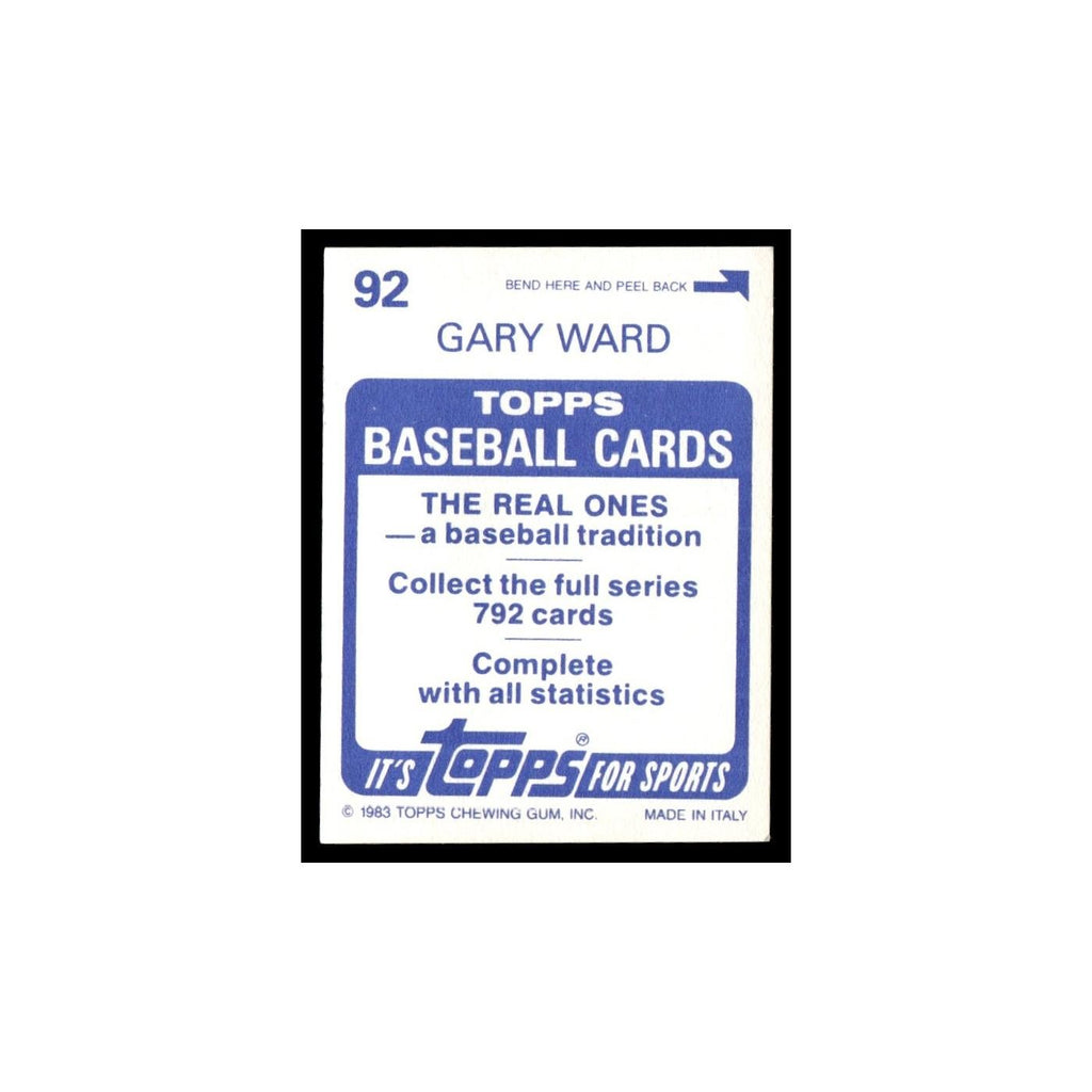 Gary Ward 1983 Topps Stickers #92 Minnesota Twins Baseball Card NM