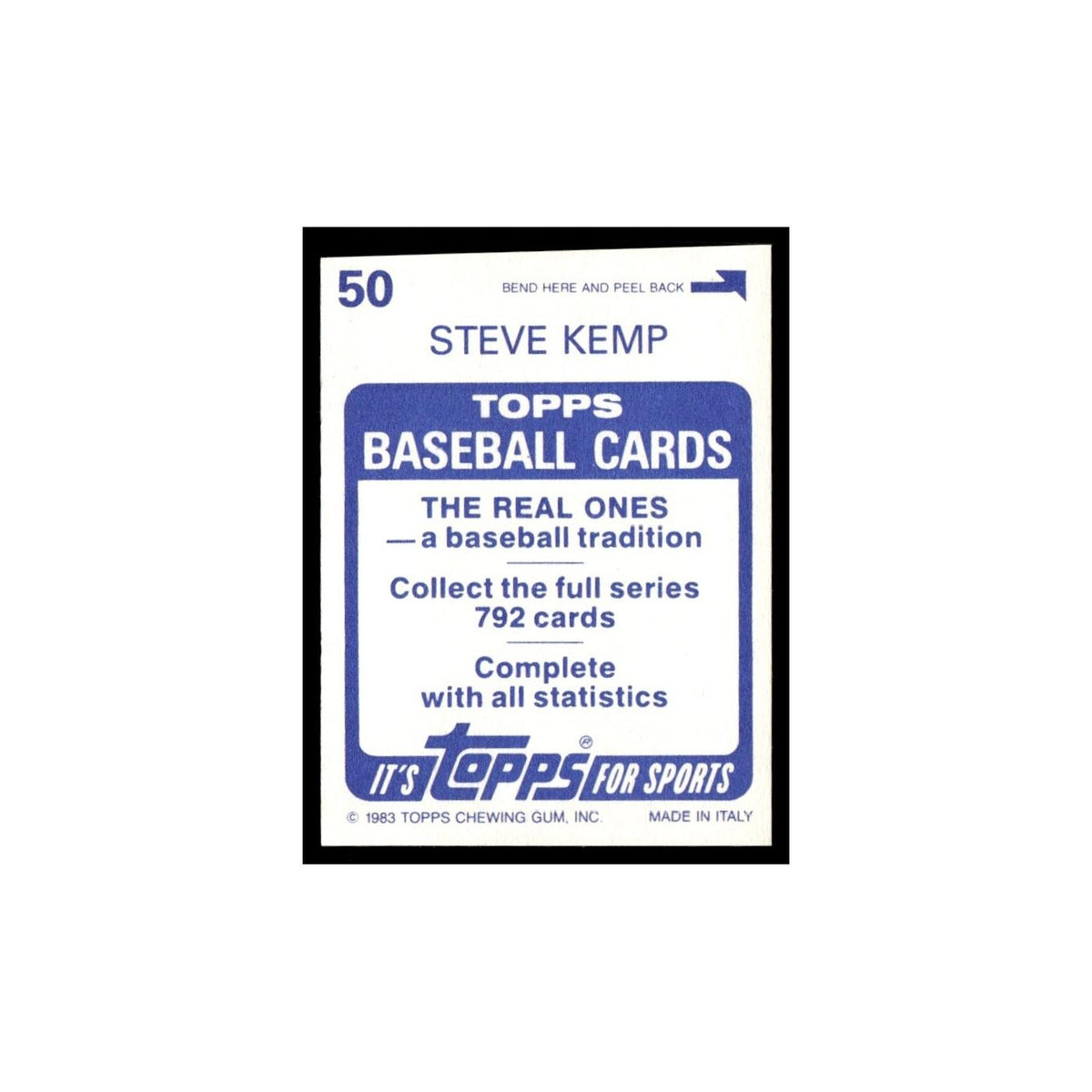 Steve Kemp 1983 Topps Stickers #50 Chicago White Sox Baseball Card NM