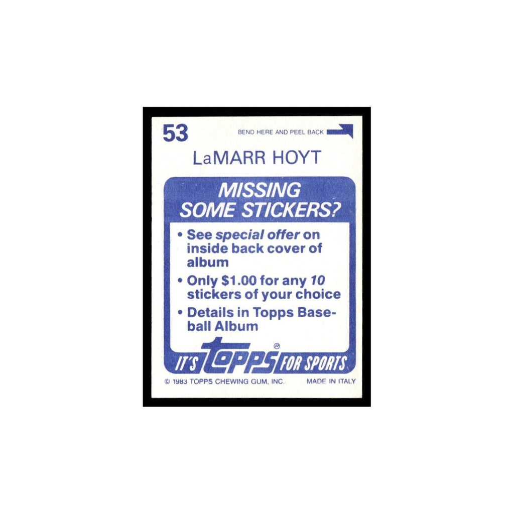 LaMarr Hoyt 1983 Topps Stickers #53 Chicago White Sox Baseball Card NM