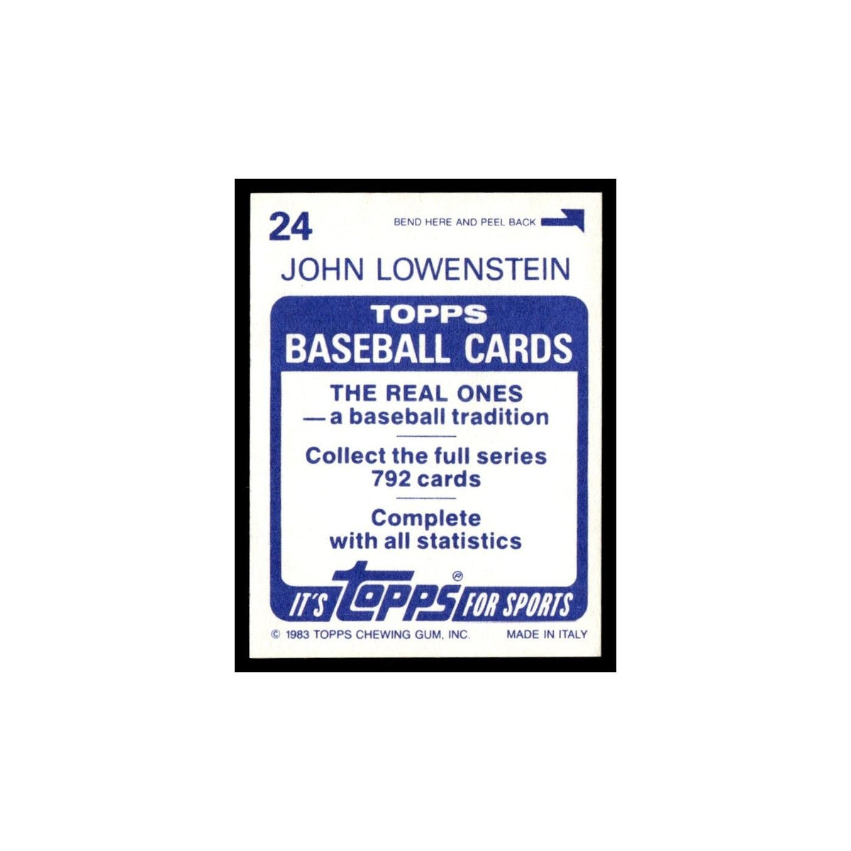 John Lowenstein 1983 Topps Stickers #24 Baltimore Orioles Baseball Card NM
