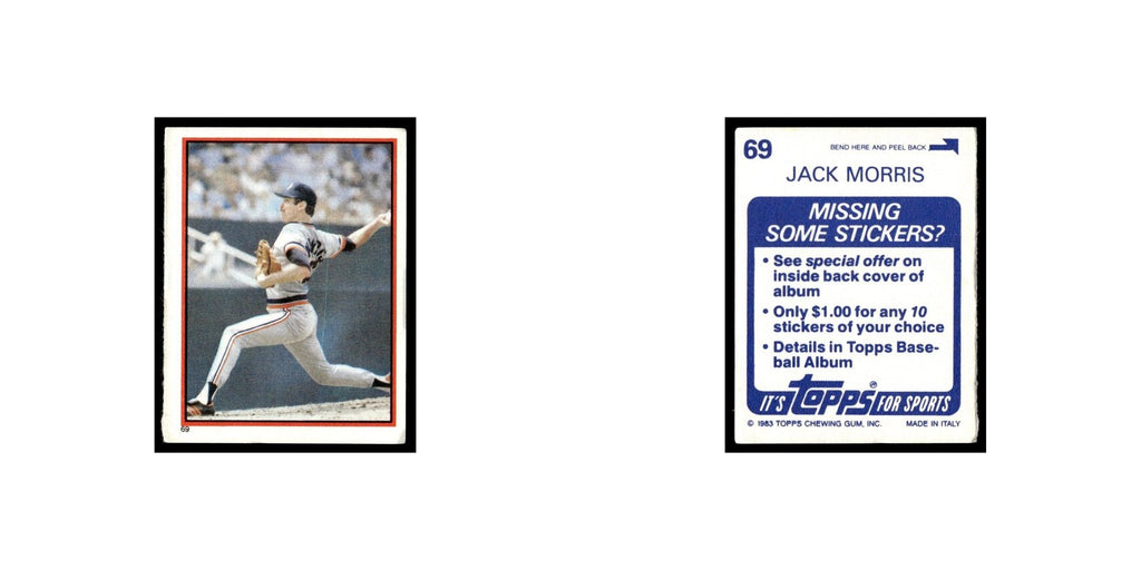 Jack Morris 1983 Topps Stickers #69 Detroit Tigers Baseball Card NM