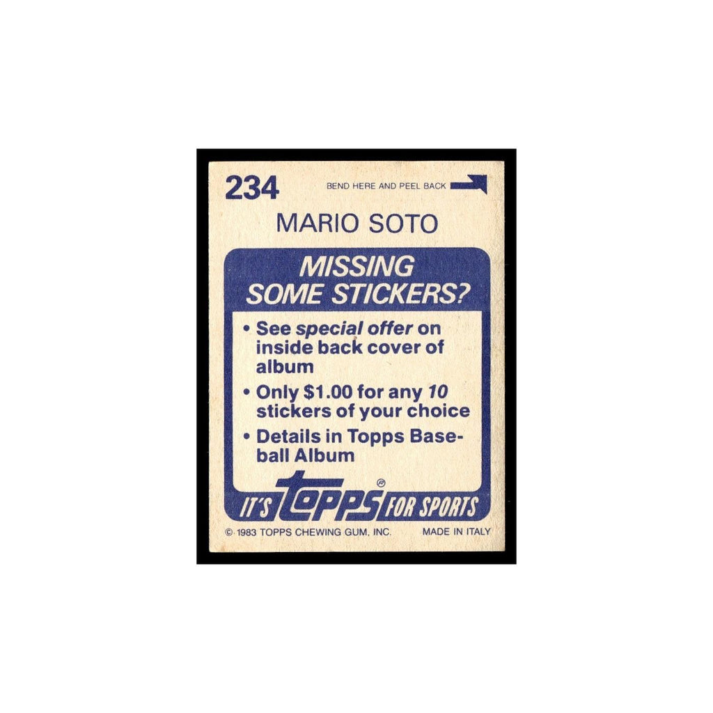Mario Soto 1983 Topps Stickers #234 Cincinnati Reds Baseball Card NM