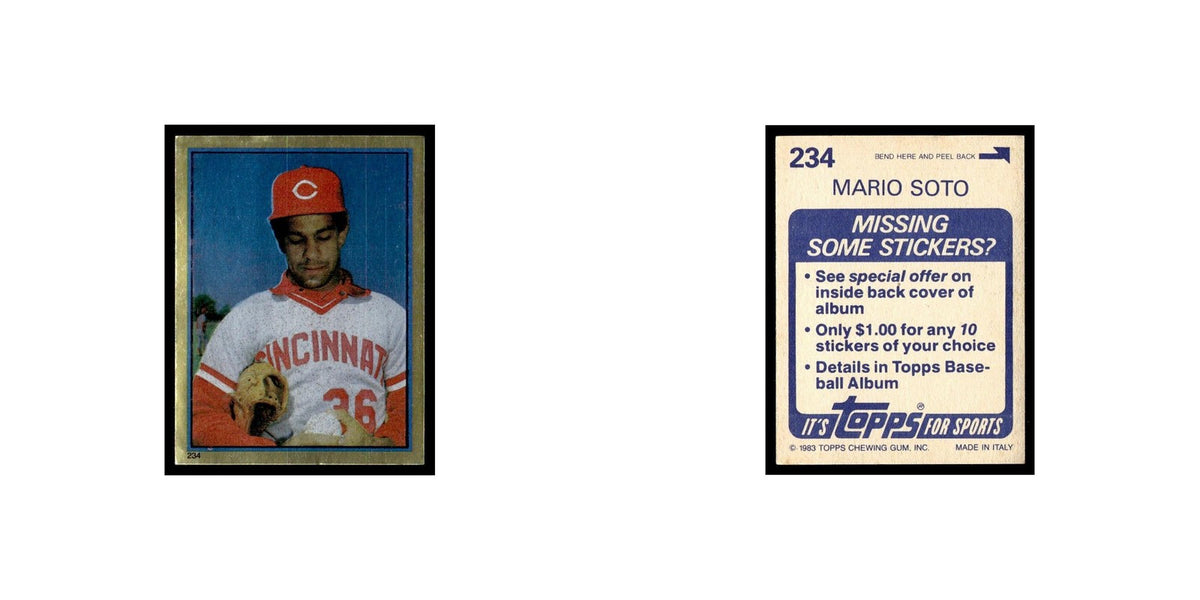 Mario Soto 1983 Topps Stickers #234 Cincinnati Reds Baseball Card NM