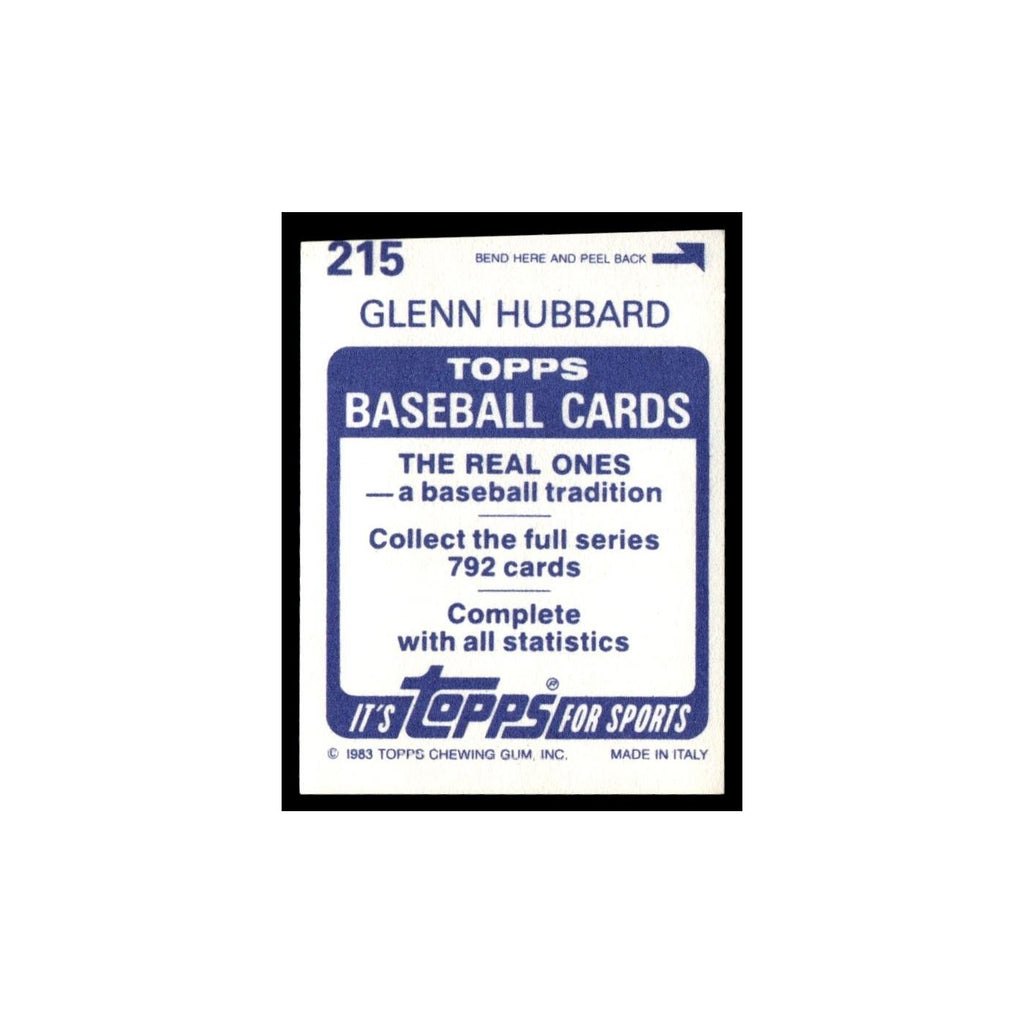 Glenn Hubbard 1983 Topps Stickers #215 Atlanta Braves Baseball Card NM