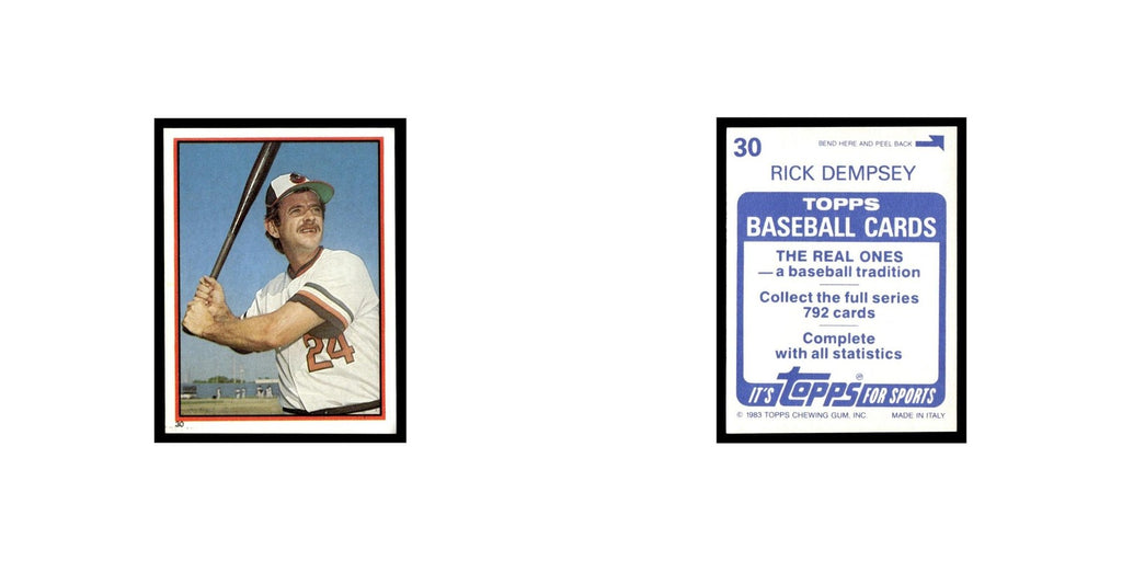 Rick Dempsey 1983 Topps Stickers #30 Baltimore Orioles Baseball Card NM