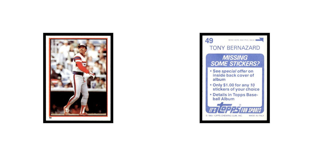 Tony Bernazard 1983 Topps Stickers #49 Chicago White Sox Baseball Card NM
