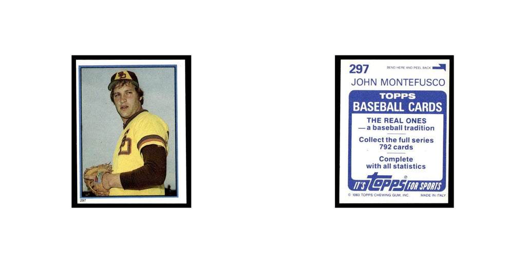 John Montefusco 1983 Topps Stickers #297 San Diego Padres Baseball Card NM