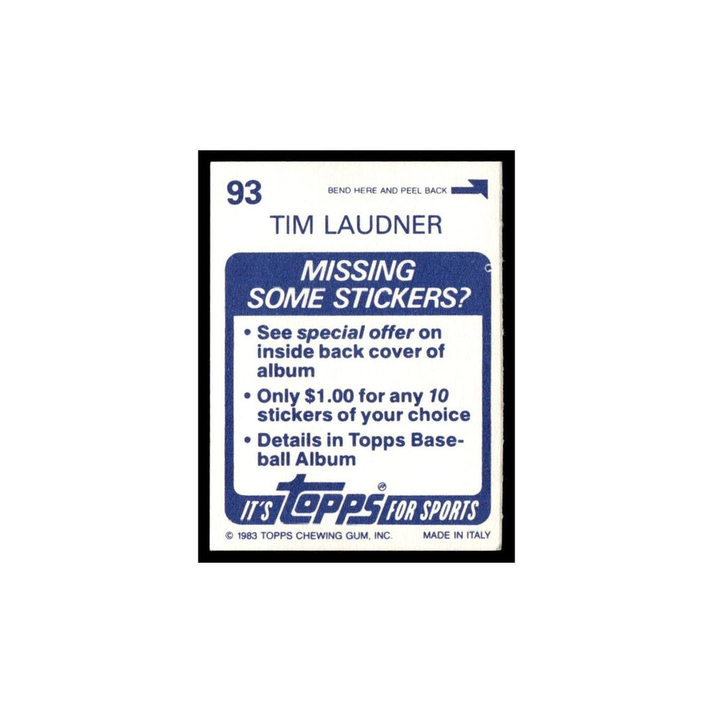 Tim Laudner 1983 Topps Stickers #93 Minnesota Twins Baseball Card NM