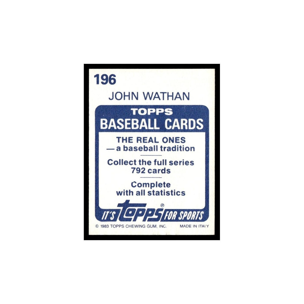 John Wathan 1983 Topps Stickers #196 Kansas City Royals Baseball Card NM
