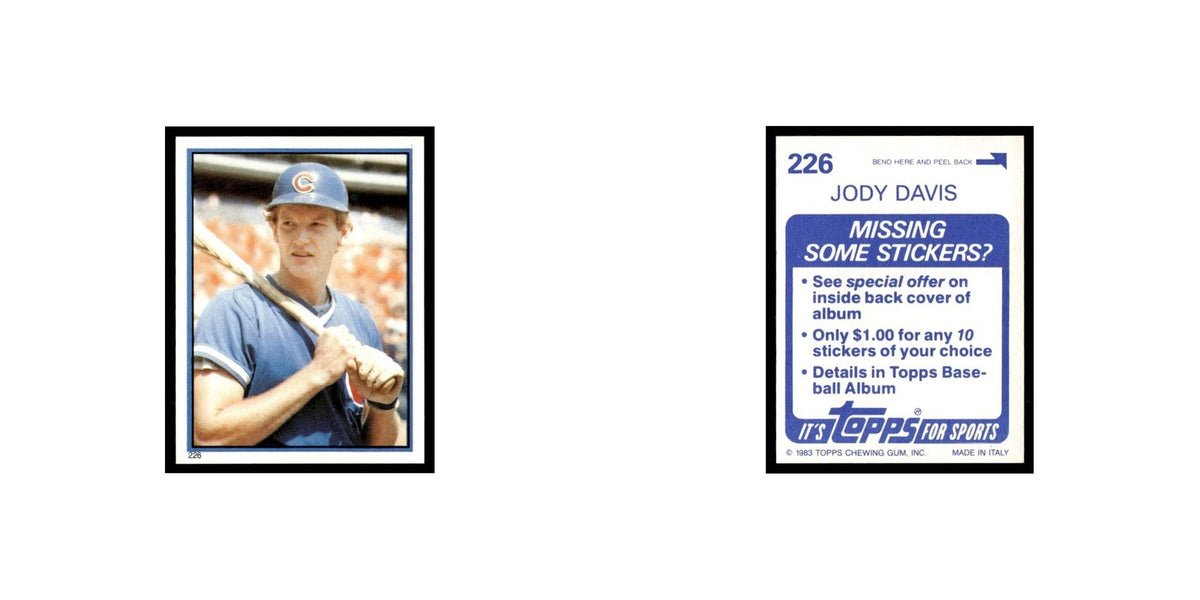 Jody Davis 1983 Topps Stickers #226 Chicago Cubs Baseball Card NM
