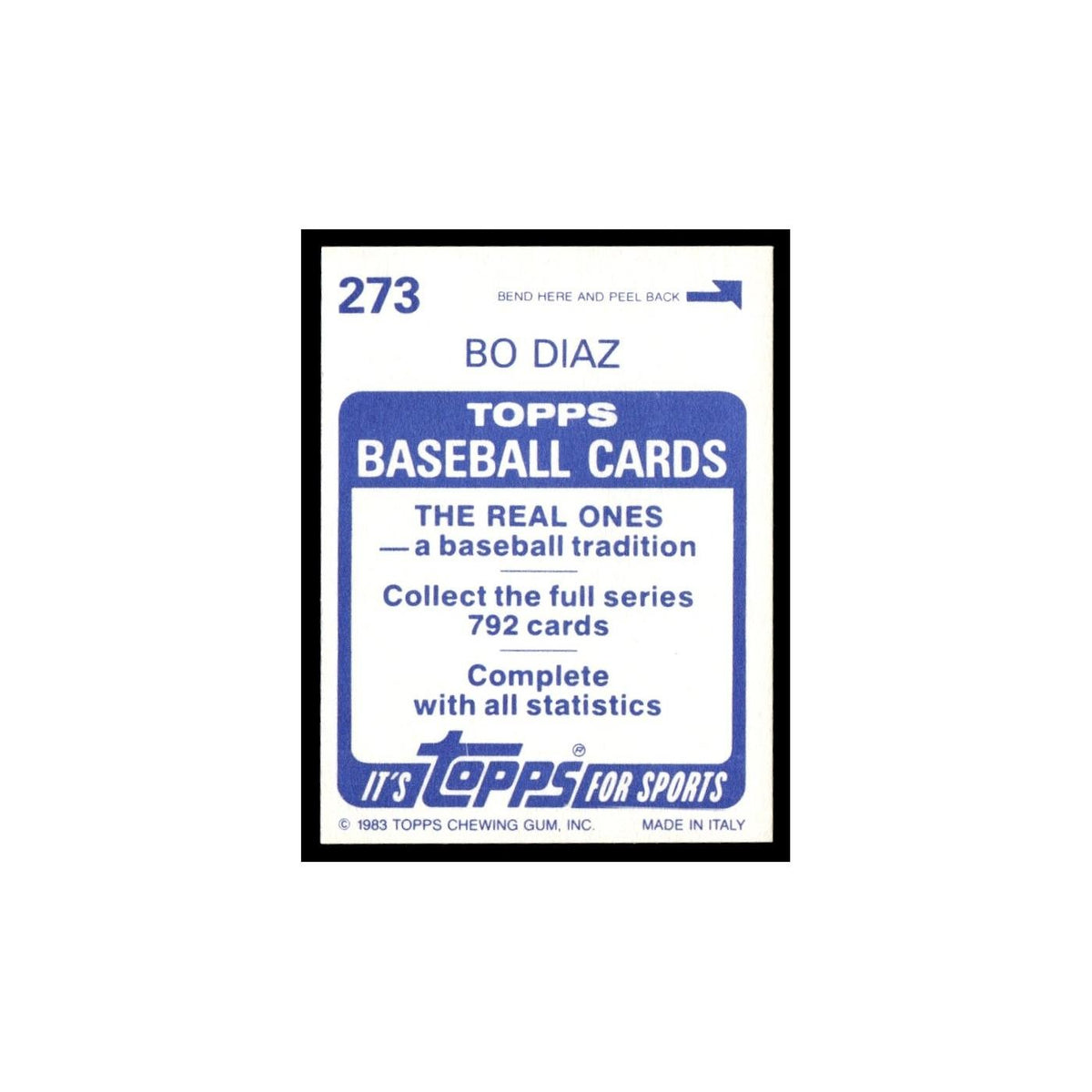 Bo Diaz 1983 Topps Stickers #273 Philadelphia Phillies Baseball Card NM