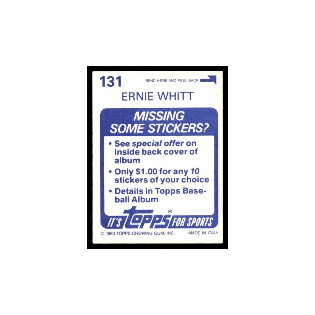 Ernie Whitt 1983 Topps Stickers #131 Toronto Blue Jays Baseball Card NM