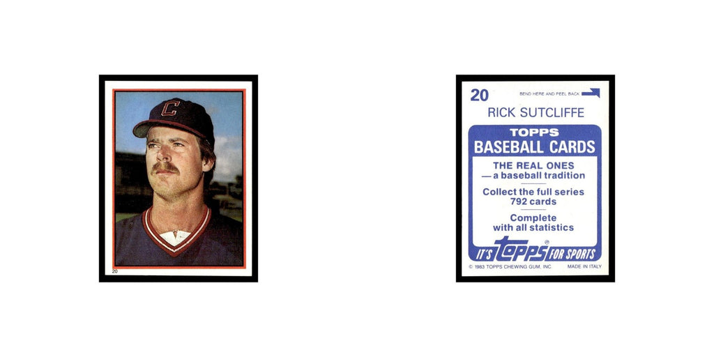 Rick Sutcliffe 1983 Topps Stickers #20 Cleveland Indians Baseball Card NM