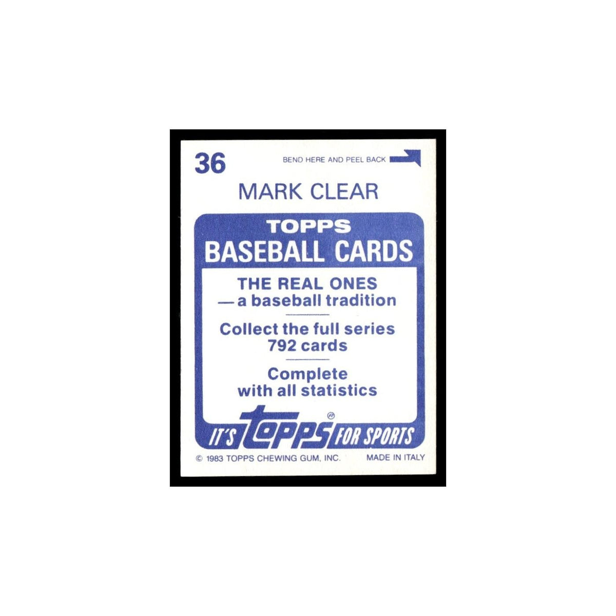 Mark Clear 1983 Topps Stickers #36 Boston Red Sox Baseball Card NM
