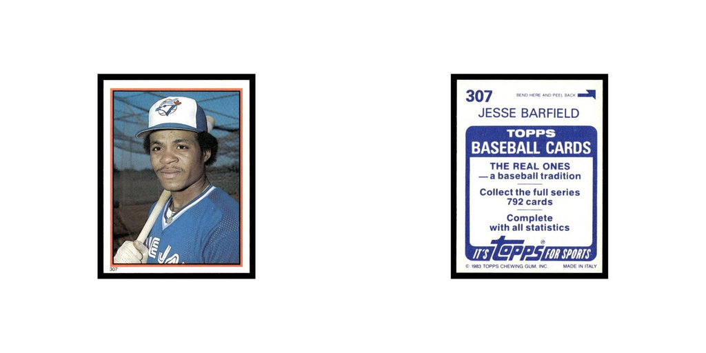 Jesse Barfield 1983 Topps Stickers #307 Toronto Blue Jays Baseball Card NM