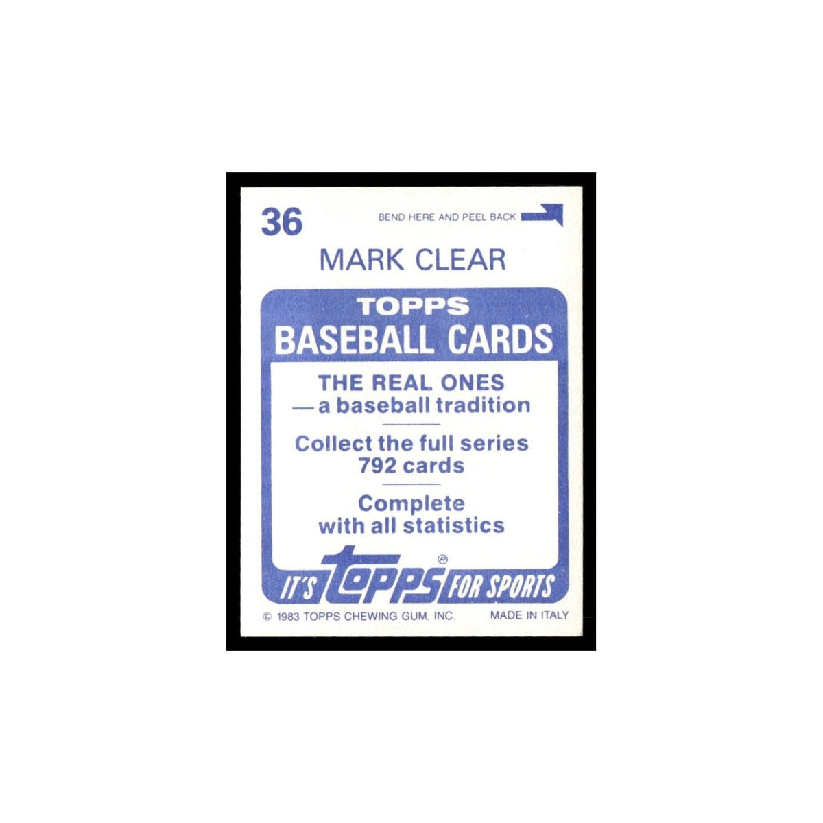 Mark Clear 1983 Topps Stickers #36 Boston Red Sox Baseball Card NM