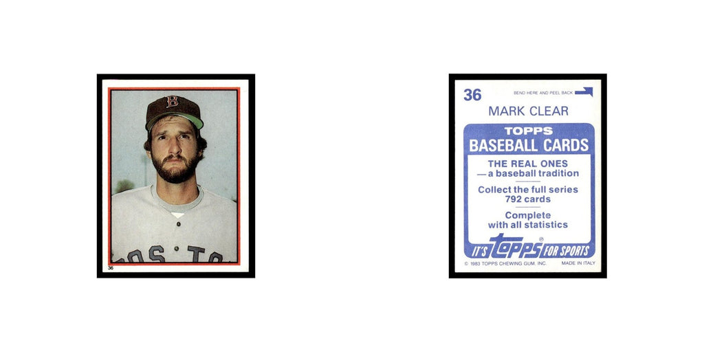 Mark Clear 1983 Topps Stickers #36 Boston Red Sox Baseball Card NM