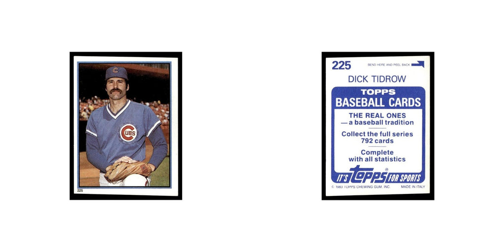 Dick Tidrow 1983 Topps Stickers #225 Chicago Cubs Baseball Card NM