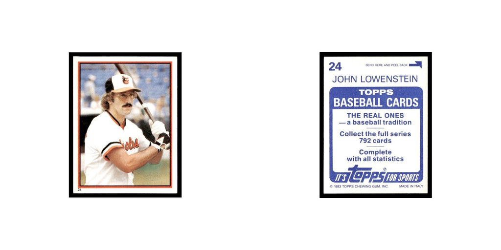 John Lowenstein 1983 Topps Stickers #24 Baltimore Orioles Baseball Card NM