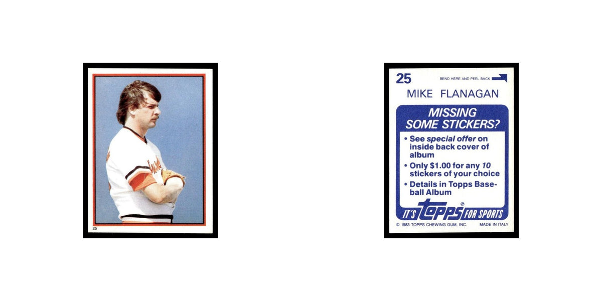 Mike Flanagan 1983 Topps Stickers #25 Baltimore Orioles Baseball Card NM