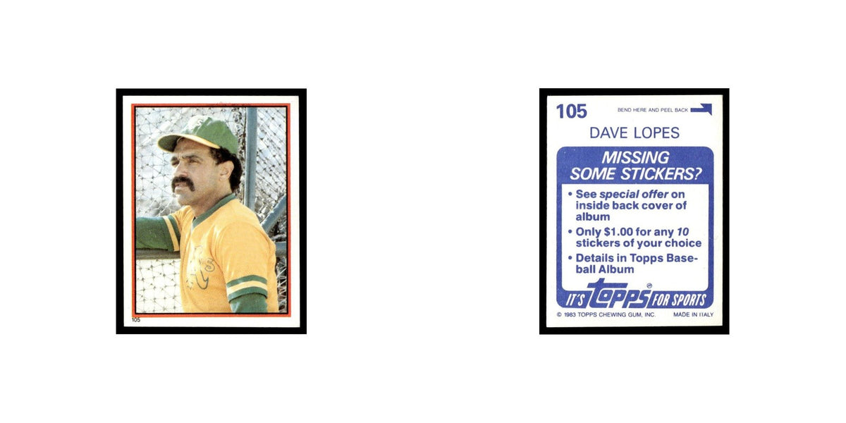 Dave Lopes 1983 Topps Stickers #105 Oakland Athletics Baseball Card NM