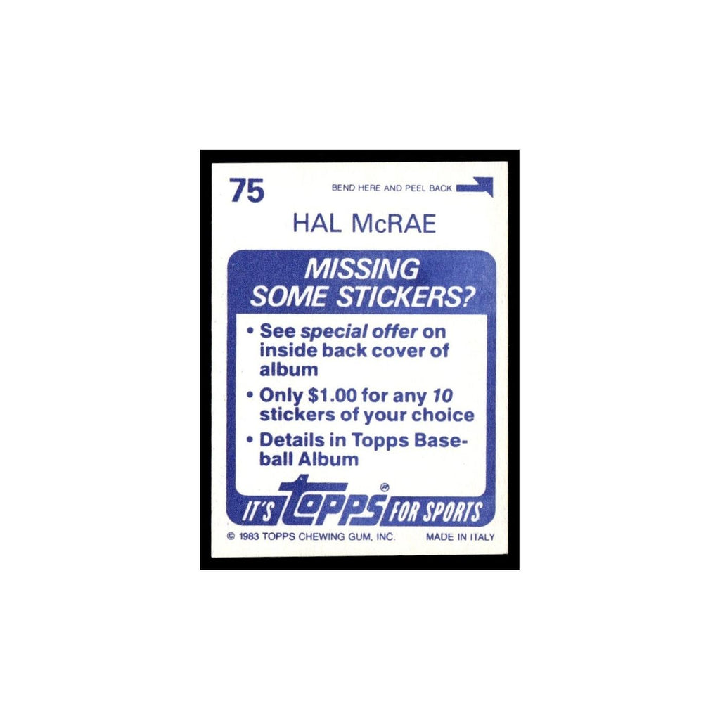Hal McRae 1983 Topps Stickers #75 Kansas City Royals Baseball Card NM